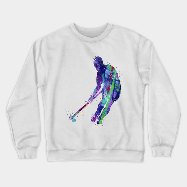 Field Hockey Player Watercolor Crewneck Sweatshirt by LotusGifts